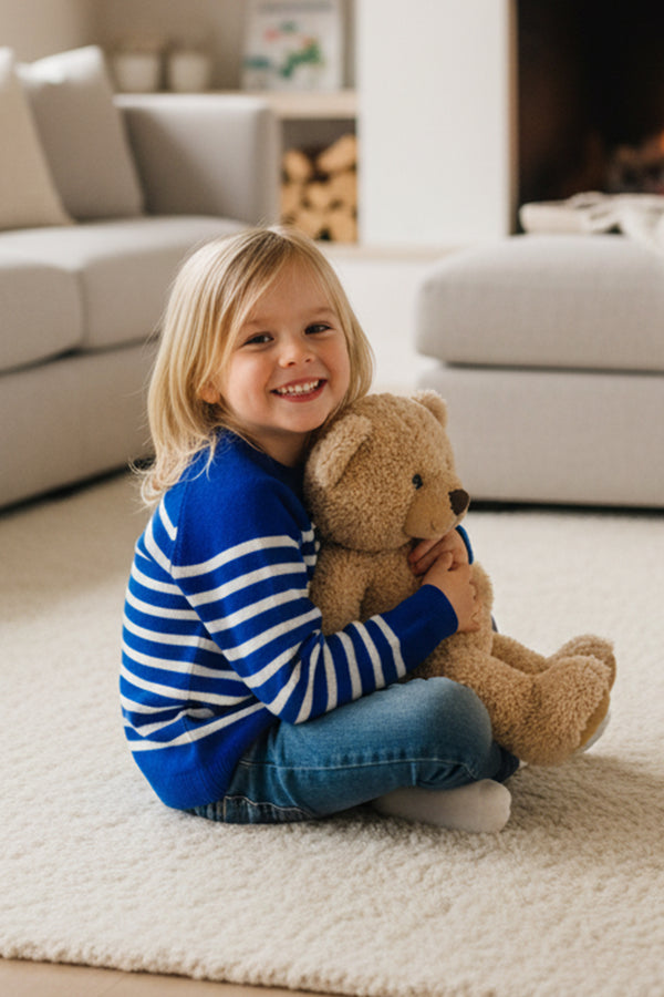 Lux Cashmere Kids' Striped Crewneck Sweater - 100% Cashmere - Sizes 2T, 4T, 6T