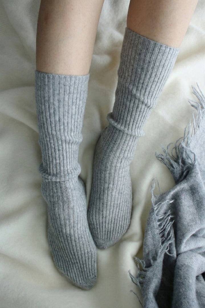 r 100% Cashmere Rib-Knit Socks, crafted from premium natural cashmere for unmatched softness, warmth