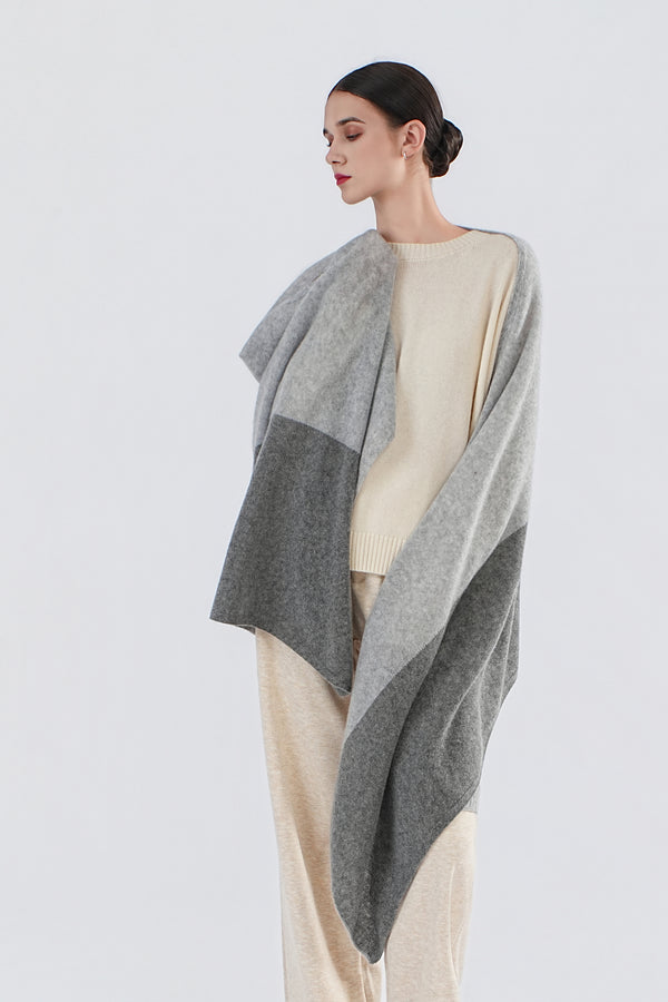 2-Tone 100% Cashmere Colorblock Scarf