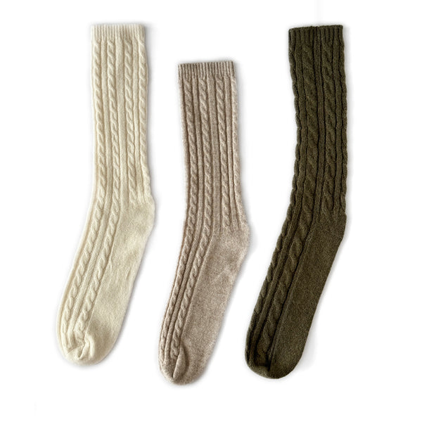 Cashmere cable knit socks