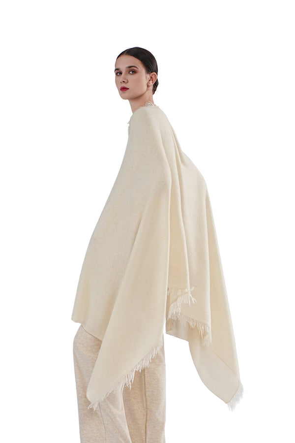100% cashmere fringe shawl for autumn and winter seasons