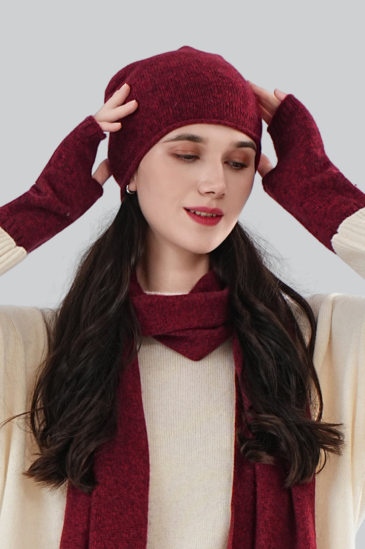 Ultra-Soft Women’s Cashmere Accessory Set (Hat + Scarf + Gloves)