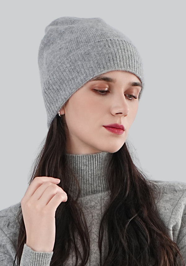 Women’s 100% Cashmere Rib-Knit Beanie