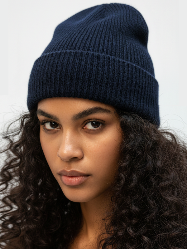 Rib-Knit Cashmere Beanie in Plum offers exceptional warmth, softness, and everyday luxury