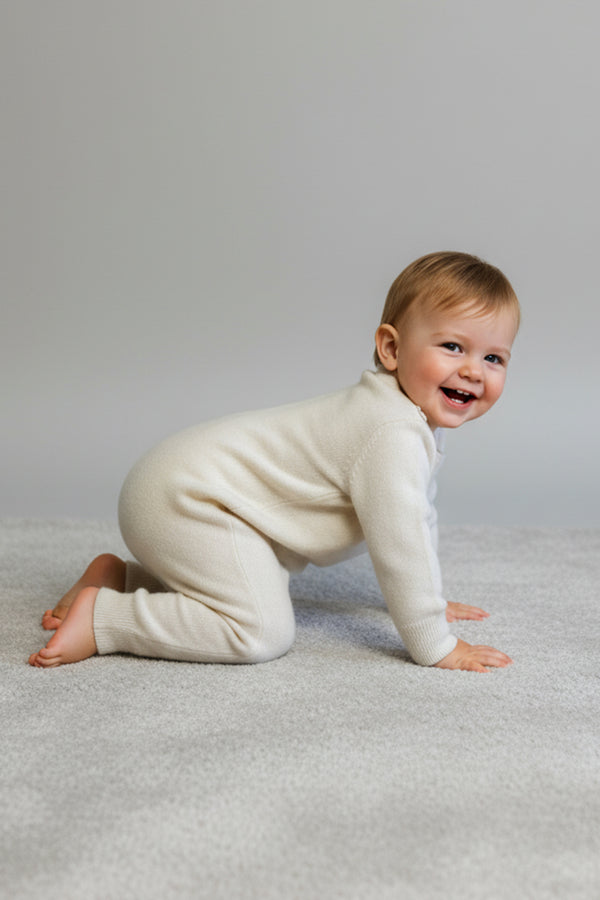 Lux Cashmere Baby & Toddler Ribbed Knit Romper - 100% Cashmere 6mo--12mo