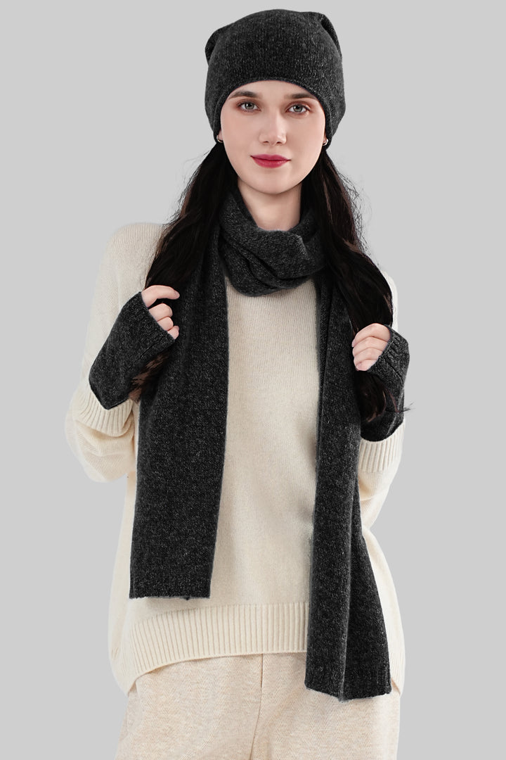 Ultra-Soft Women’s Cashmere Accessory Set (Hat + Scarf + Gloves)