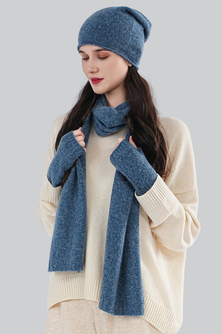 Ultra-Soft Women’s Cashmere Accessory Set (Hat + Scarf + Gloves)