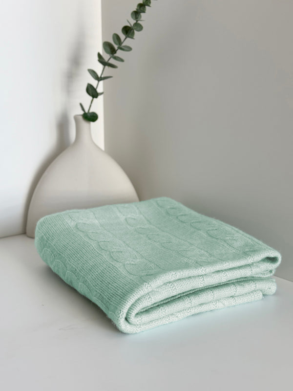 Cashmere cable knit baby blanket
