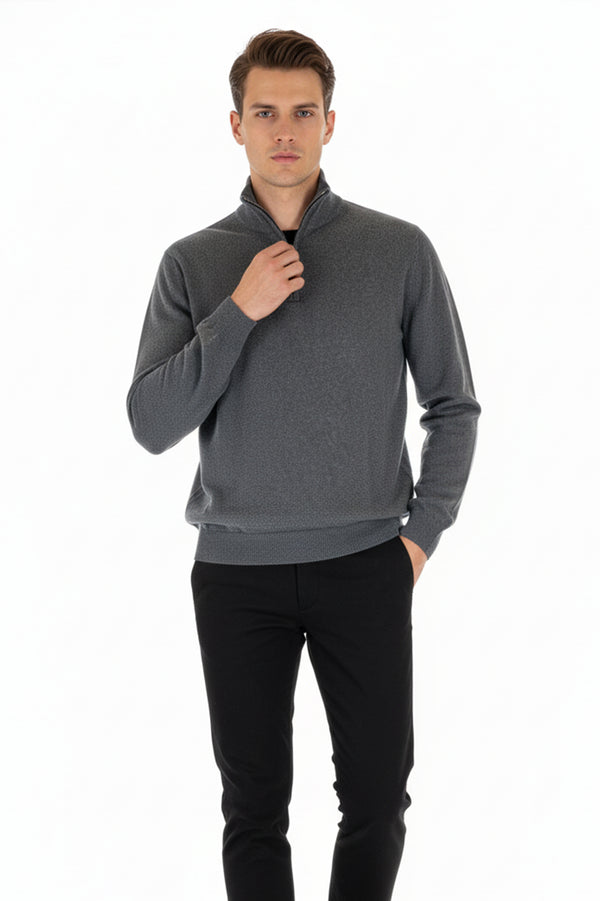  Men’s 100% Cashmere Half-Zip Sweater, crafted from ultra-soft, premium-grade cashmere for unmatched warmth and comfort. 